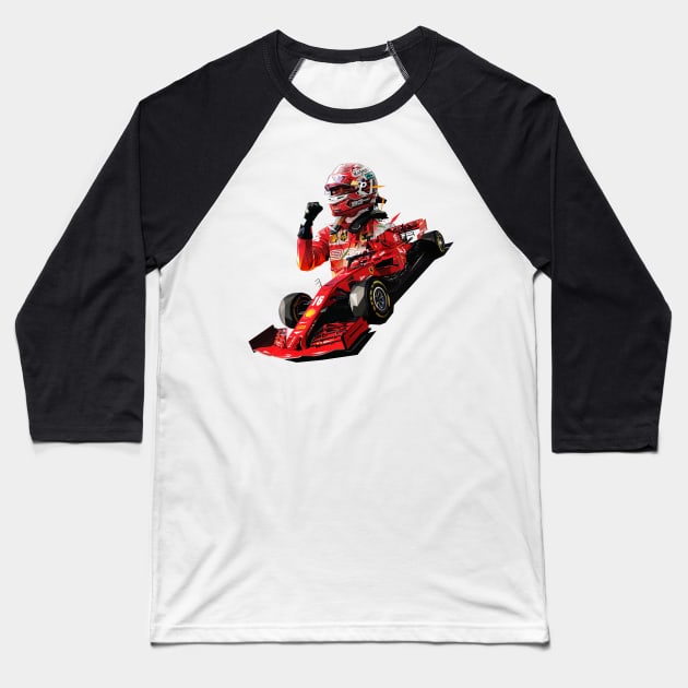 Charles Leclerc Low Poly Art Baseball T-Shirt by pxl_g